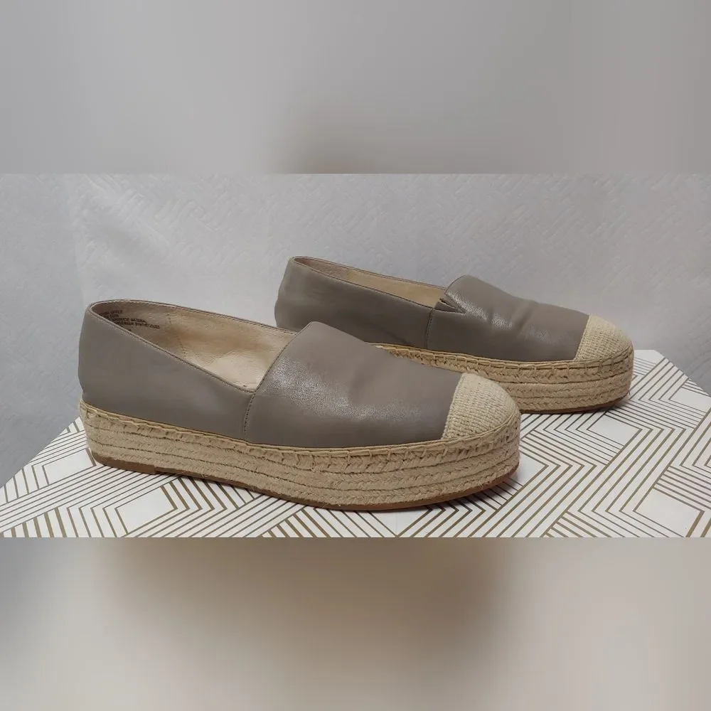 Caslon Gray Tige En Cuir Leather Upper Slip On Platform Espadrille Sz 10